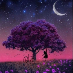 Peinture diamant 5D – arbre, kit 30 × 30 cm