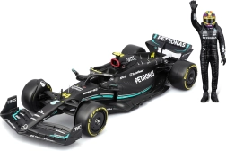 mercedes-amg f1 w14 e 1:24 avec figurine du pilote lewis hamilton par bburago