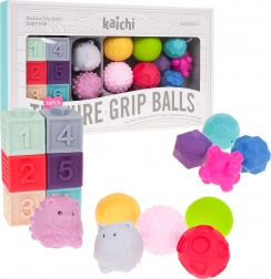 Set sensoriel en mousse pour enfants 6m+ – balles, cubes et animaux, 16 pcs