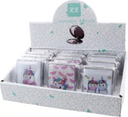 Miroir de poche à paillettes coulissantes avec licorne