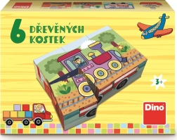 Cubes d’images en bois Dino – Moyens de transport, 6 cubes