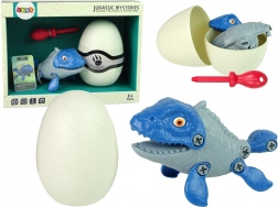 Set dinosaure mosasaure avec œuf DIY et tournevis – bleu