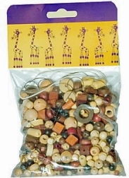 Detoa mélange de perles en bois brun-naturel 110 g