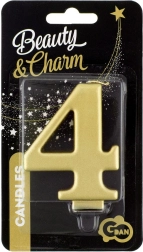 Bougie de gâteau dorée chiffre 4