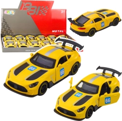 Voiture de course en métal 1:43 à remontage et portes ouvrantes – jaune