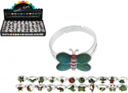 Bague ajustable changeant de couleur selon la température – assortiment de modèles, 100 pcs en boîte