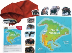Amérique du Nord et ses animaux – puzzle en bois 16 pièces et 10 animaux