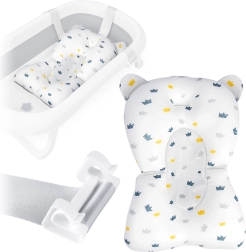 Petit coussin pour baignoire pour bébé RICOKIDS – insert ergonomique à séchage rapide, blanc‑bleu