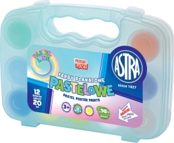 Gouaches ASTRA pastel 12×20 ml dans une mallette en plastique (bleue)