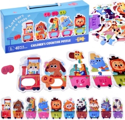 Puzzle éducatif train avec alphabet et animaux, 40 pièces
