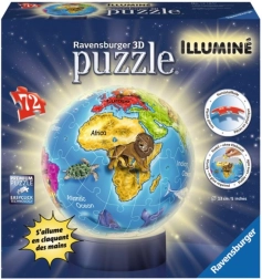Ravensburger 3D Puzzle boule lumineuse Globe 72 pièces