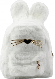 Sac à dos pour enfants blanc avec oreilles de lapin et moustaches décoratives