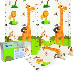 Humbi tapis de jeu pliable réversible en mousse XPE avec animaux et toise 180 × 150 × 1 cm