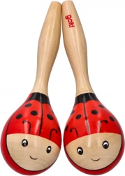 Maracas en bois coccinelle – lot de 2