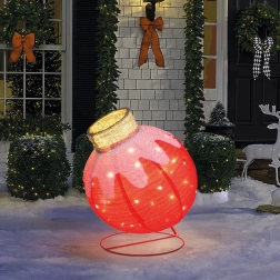 Décoration lumineuse en forme de boule de Noël avec 60 LED, rouge