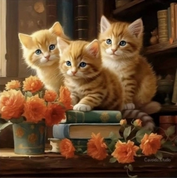 Mosaïque de diamants - Trois chats