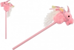 Licorne à bâton peluche rose avec son
