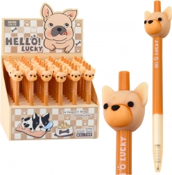 Stylo gel à motif chien, encre bleue, 0,5 mm