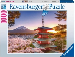 Puzzle Ravensburger vue sur le mont Fuji et les cerisiers en fleurs 1000 pièces