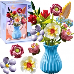 Kit de construction de fleurs – bouquet de 8 fleurs des champs dans un vase, 691 pièces