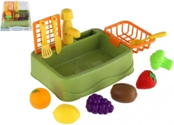 Évier de cuisine pour enfants avec fruits – set en plastique pour laver la vaisselle, 18 × 12 cm