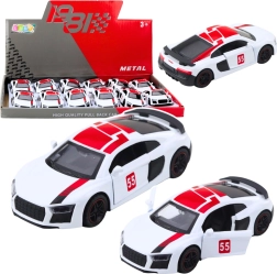 Voiture de sport métallique 1:43 avec moteur à rétrofriction et portes ouvrantes – blanche