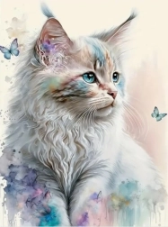 Mosaïque de diamants – chat blanc