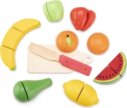 Set en bois de découpe de fruits dans un panier