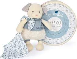 Coffret Cadeau Doudou - Chien en peluche avec couverture en coton BIO 22 cm