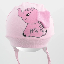 Bonnet pour bébé en coton New Baby Happy Elephant rose
