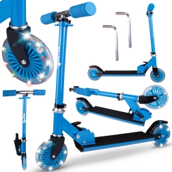 Trottinette à deux roues avec roues lumineuses bleu