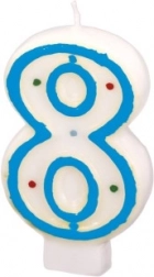 Bougie numéro 8 avec pois colorés Amscan