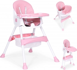 Chaise haute avec plateau et panier, harnais 5 points, ECOTOYS – Rose