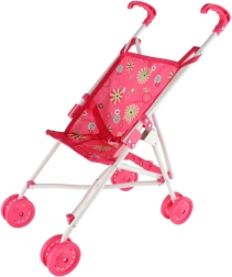 Poussette pour poupées type canne – rose, pliable
