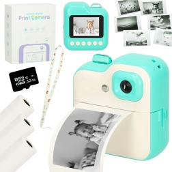 Appareil photo instantané pour enfants avec imprimante thermique et carte 32 Go – Vert