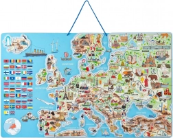 Carte magnétique Woody de l'Europe avec images et jeu 3 en 1