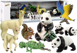 ensemble de figurines d’animaux perroquet et pandas
