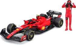 ferrari f1 sf-23 1:24 avec figurine du pilote et boîtier vitrine de bburago
