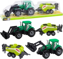 Tracteur vert avec chargeur et presse à foin – ensemble de ferme en plastique pour enfants