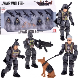 Grand set de figurines d’action de soldats avec chiens – ensemble de 12 pièces