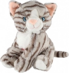 Chat assis en peluche 20 cm avec son, tigré