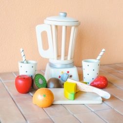 Mixeur à smoothie en bois avec fruits pour cuisine enfant