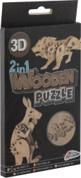 Puzzle 3D en bois 2-en-1 kangourou et lion GRAFIX