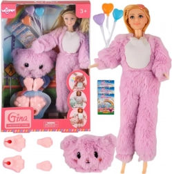 Woopie Royal poupée en costume d’ourson rose – parc de divertissements