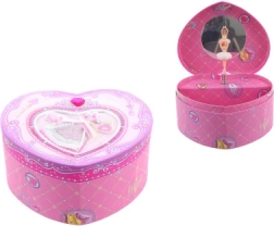 Boîte à musique à bijoux en forme de cœur avec ballerine