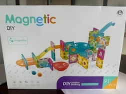Jeu de construction magnétique – circuit à billes avec entonnoir, 91 pièces