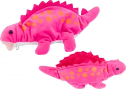 Dinosaure en peluche rose – trousse et cachette avec mousqueton