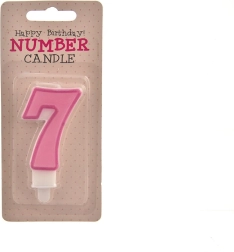 Bougie de gâteau chiffre 7 rose 7 cm