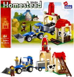 Jeu de construction ferme avec petite vache et tracteur avec remorque, 344 pièces