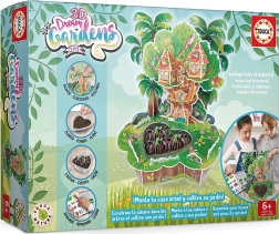 EDUCA 3D DREAM GARDENS : cabane dans l’arbre 2-en-1 – kit créatif avec mini-jardin